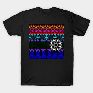 mexican wallpaper picnic in tribal totonac art vector pattern T-Shirt